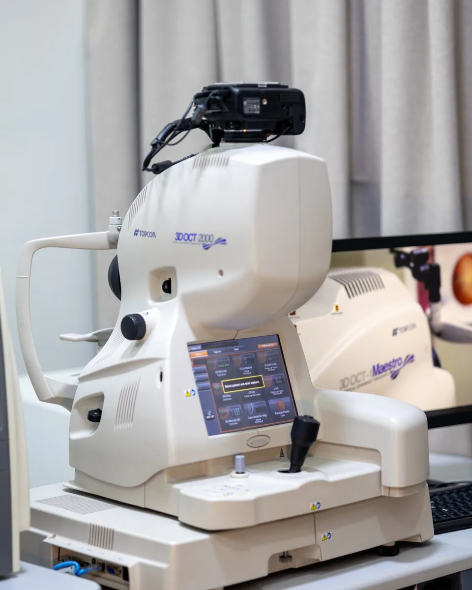 OCT diagnostic equipment at Lead Opticals in Oyarifa, Accra